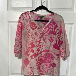 Tommy Bahama Pink and Tan Paisley Blouse